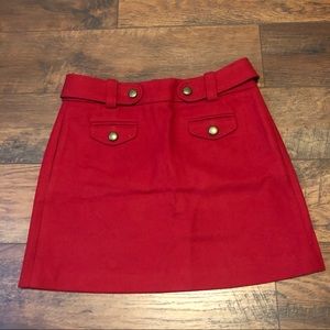 J. Crew Wool Red Mini Skirt Gold Button, Pockets 4
